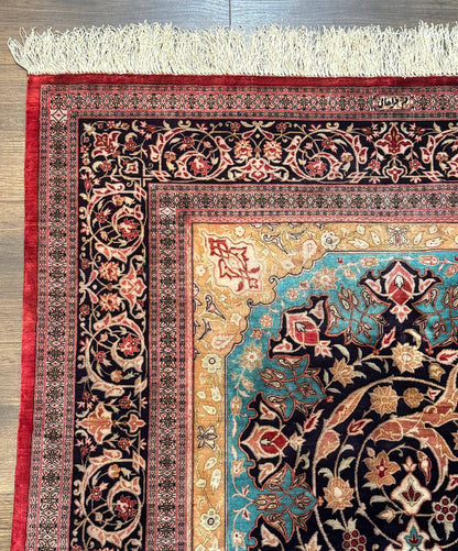 Magnificent Persian Qum Silk Rug 3x5, Exceptionally Fine 780 KPSI, Signed, Rare - Nuvé