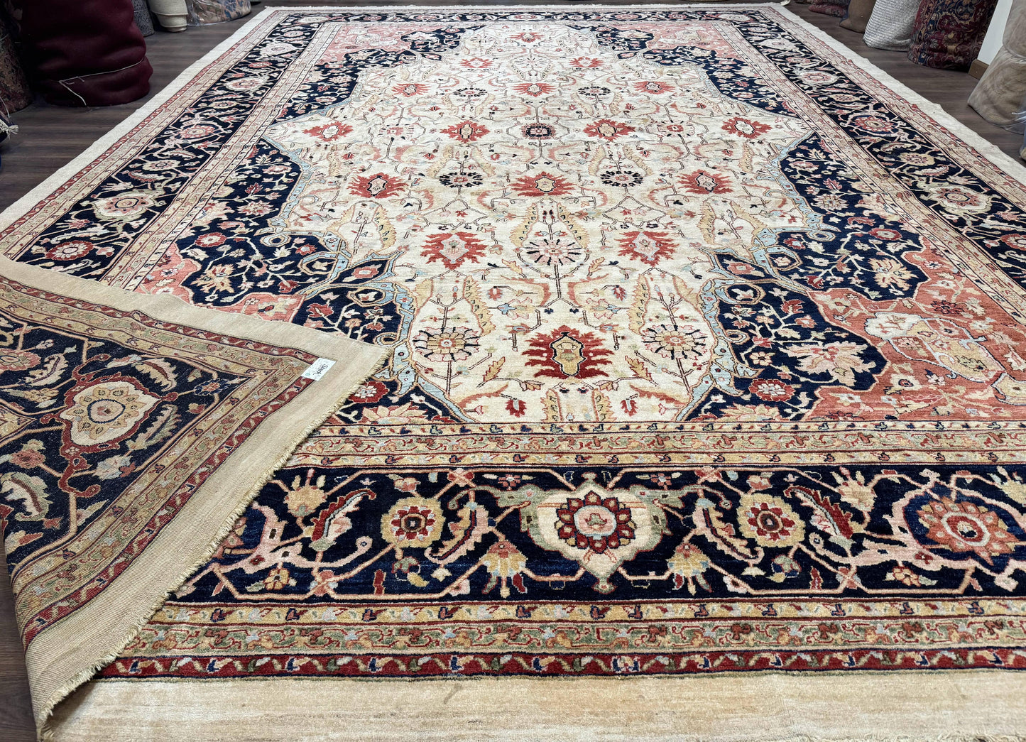 Large Palace Sized Stark Carpet 13x19, Traditional Wool Handmade Rug, Beige - Nuvé