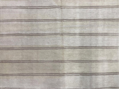 5x8 Turkish Kilim Rug, Flatweave Carpet, Striped Blanket, Southwestern Design, New, Gray, Wool, High Quality, Hand-Knotted - Nuvé