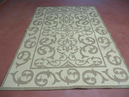 5' X 7' Machine Made Natural Fiber Jute Kilim Two Sided Rug Carpet Flat Weave Contemporary Design - Nuvé