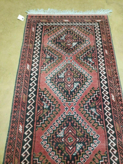 2' 5" X 9' Vintage Handmade Bokhara Red Turkoman Pakistani Wool Runner Rug Organic - Nuvé