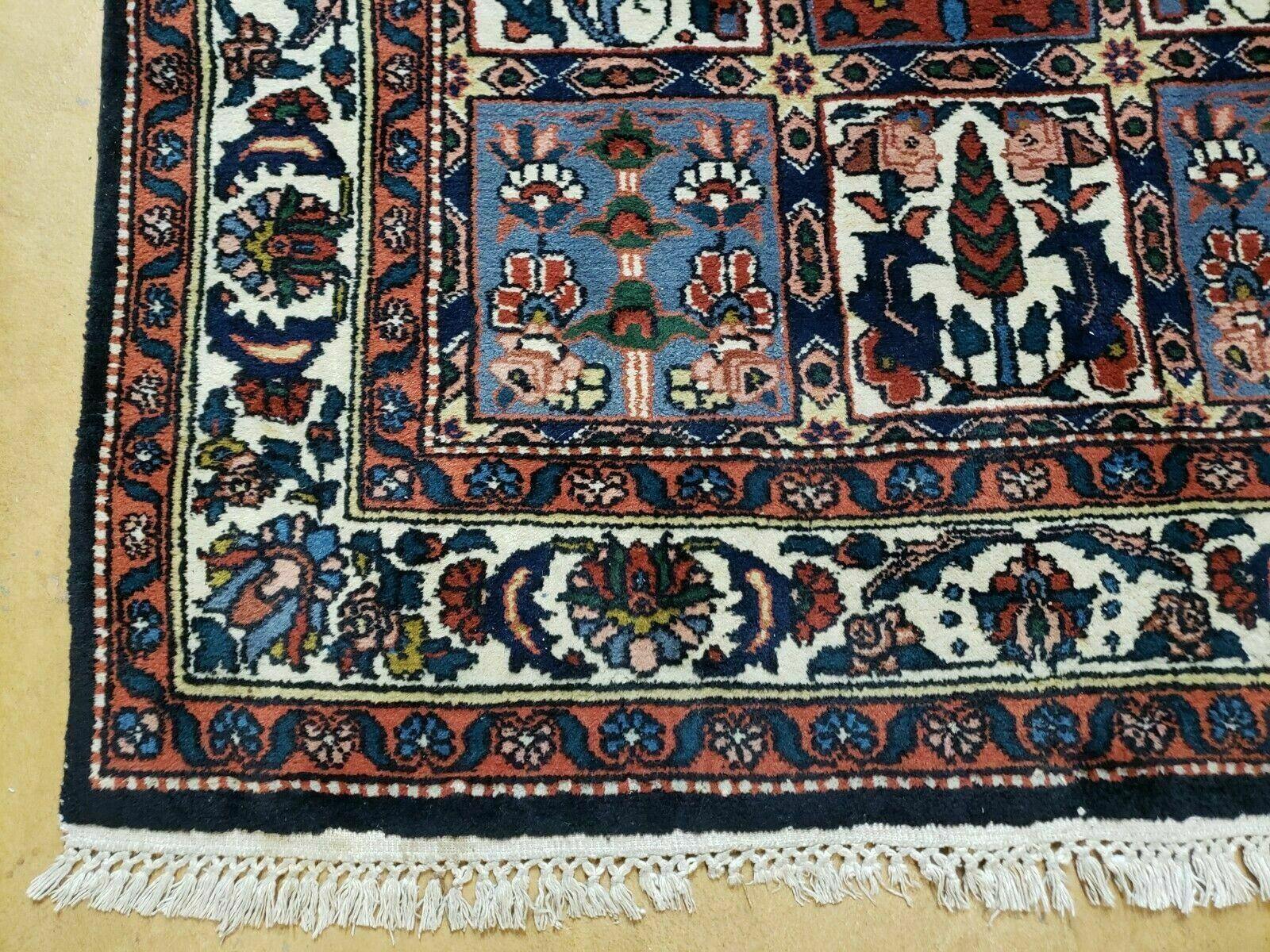 4' X 6' Vintage Handmade Indian Panel Design Wool Rug Veg Dyes - Nuvé