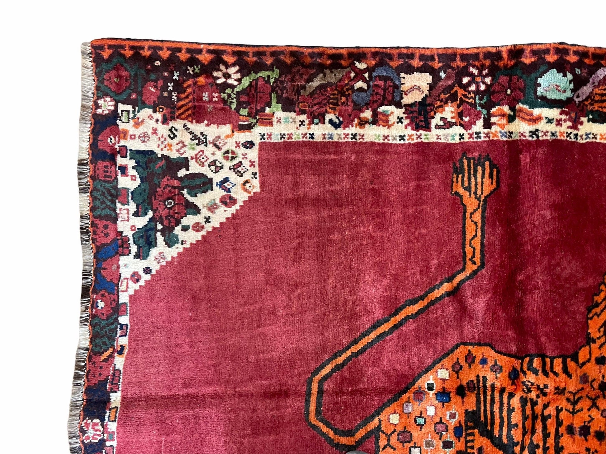 5 X 6 Handmade Rug Zagros Quality Wool Rug Lion Organic Dyes Red Leopard Tribal - Nuvé