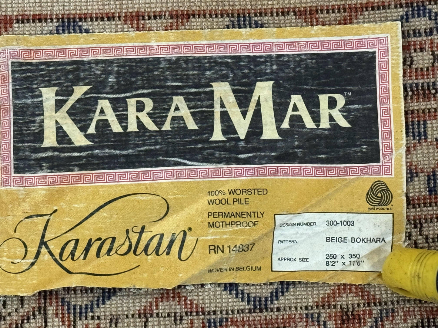 Karastan Rug 8.2 x 11.6 Beige Bokhara, Wool Pile, Vintage Discontinued Karastan Area Rug, Belgium Power Loomed Rug - Nuvé