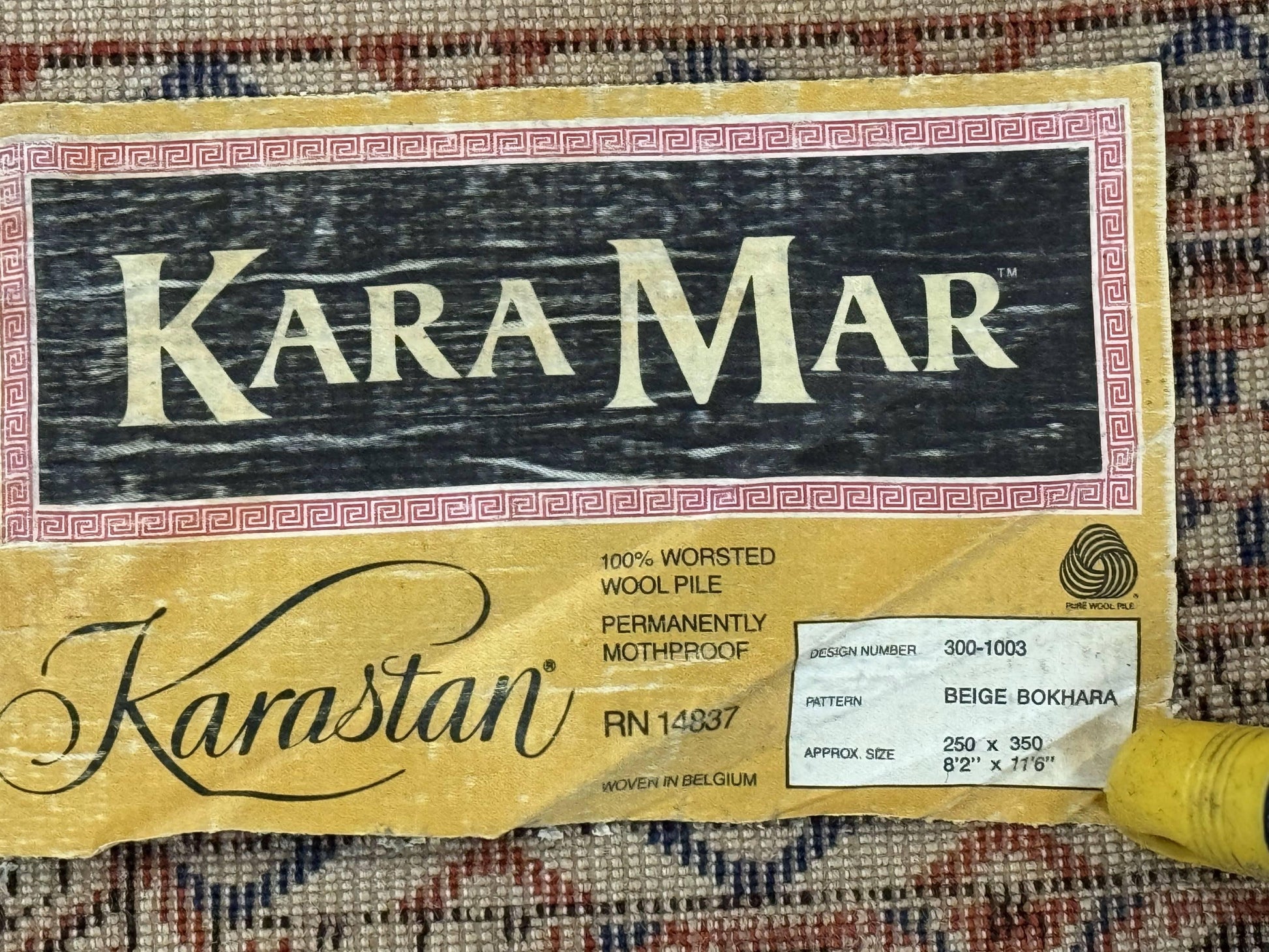 Karastan Rug 8.2 x 11.6 Beige Bokhara, Wool Pile, Vintage Discontinued Karastan Area Rug, Belgium Power Loomed Rug - Nuvé