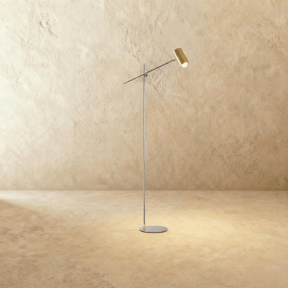 Bellis Floor Lamp by Residence Supply featuring a sleek metal stand and a fabric lampshade for modern home lighting.