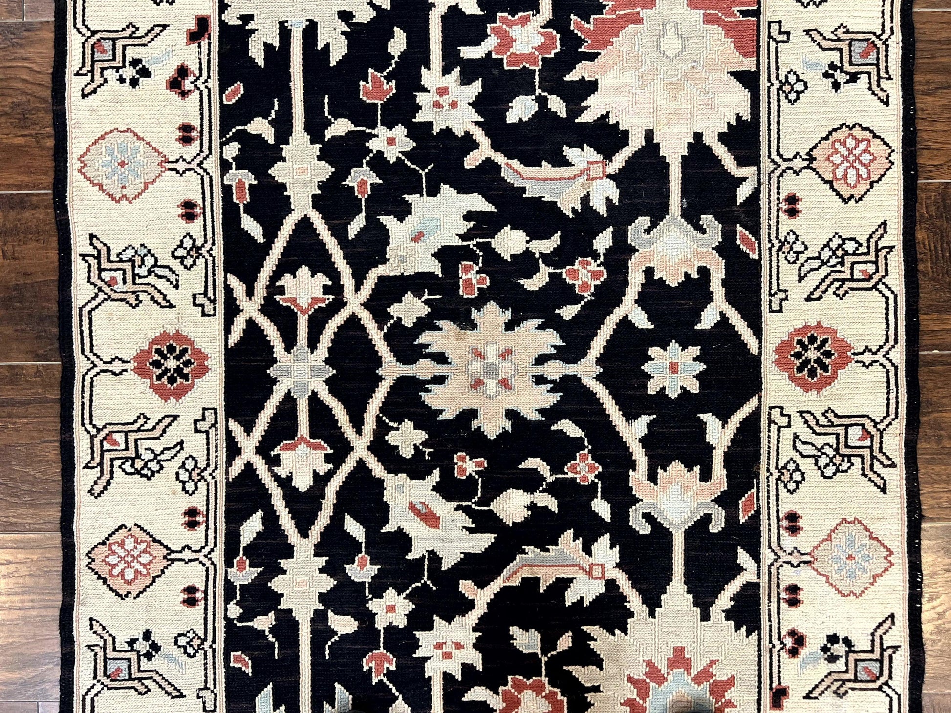 Turkish Flatweave Kilim Rug 3x5, Black, Handmade Vintage Wool Carpet - Nuvé