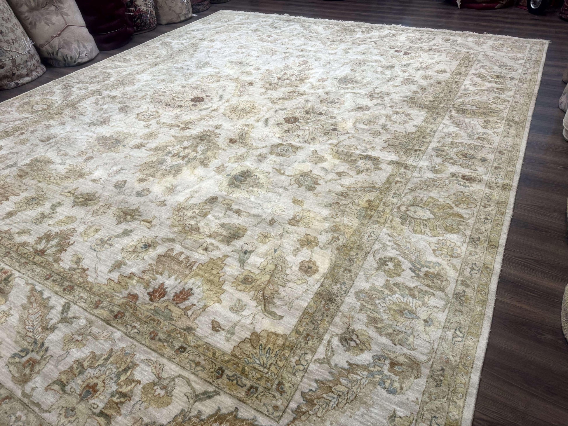 Palace Size Rug 12x15, Neutral Light Colors, Oat, Peshawar Chobi Oushak Rug, Handmade Wool Rug - Nuvé