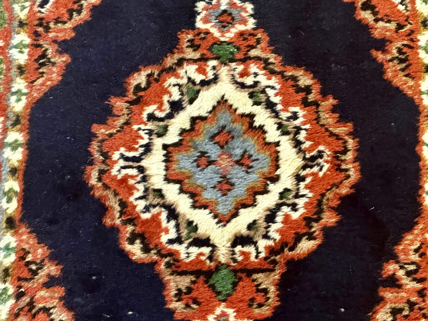 Small Indo Persian Rug 2x3, Navy Blue & Terracotta, Wool, Handmade - Nuvé