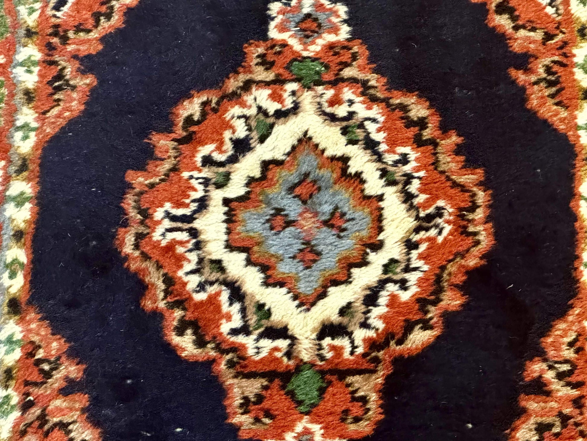 Small Indo Persian Rug 2x3, Navy Blue & Terracotta, Wool, Handmade - Nuvé