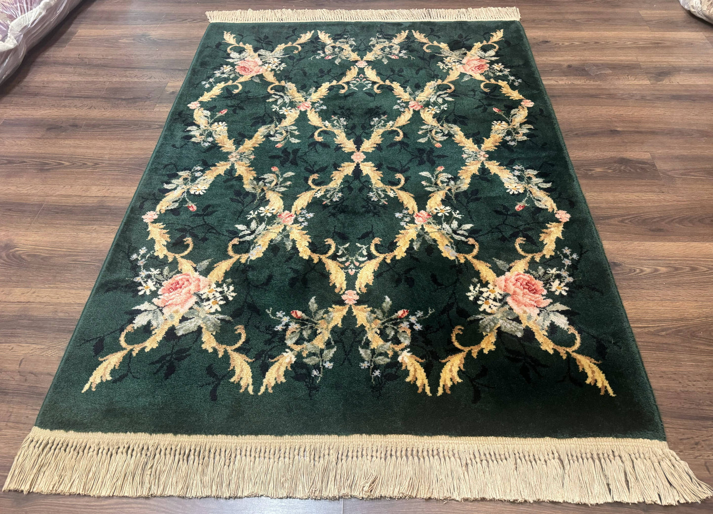 Karastan Garden of Eden Rug 4x6, Green Savonnerie 509/1733, Original Discontinued Vintage Karastan Carpet - Nuvé