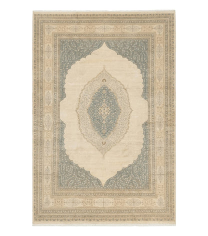 Palace Size Pak Persian Rug 12x18, Haji Jalili Design, Pakistani Carpet, Oat and Light Blue, Fine 260 KPSI