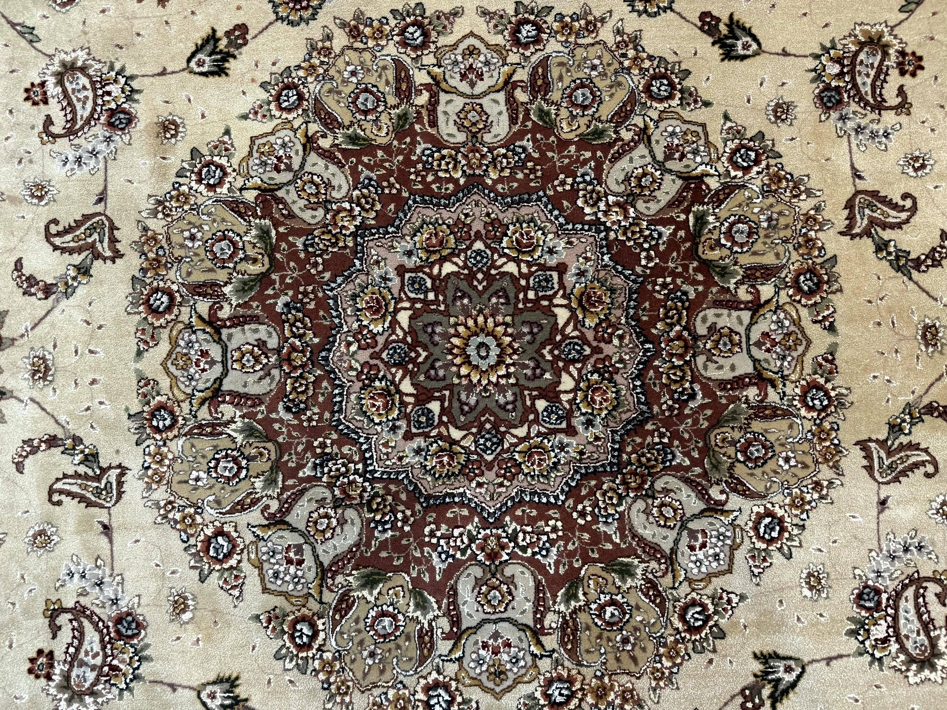 Sino Persian Rug 8x10, Wool and Silk Highlights, 290 KPSI, Floral Medallion - Nuvé