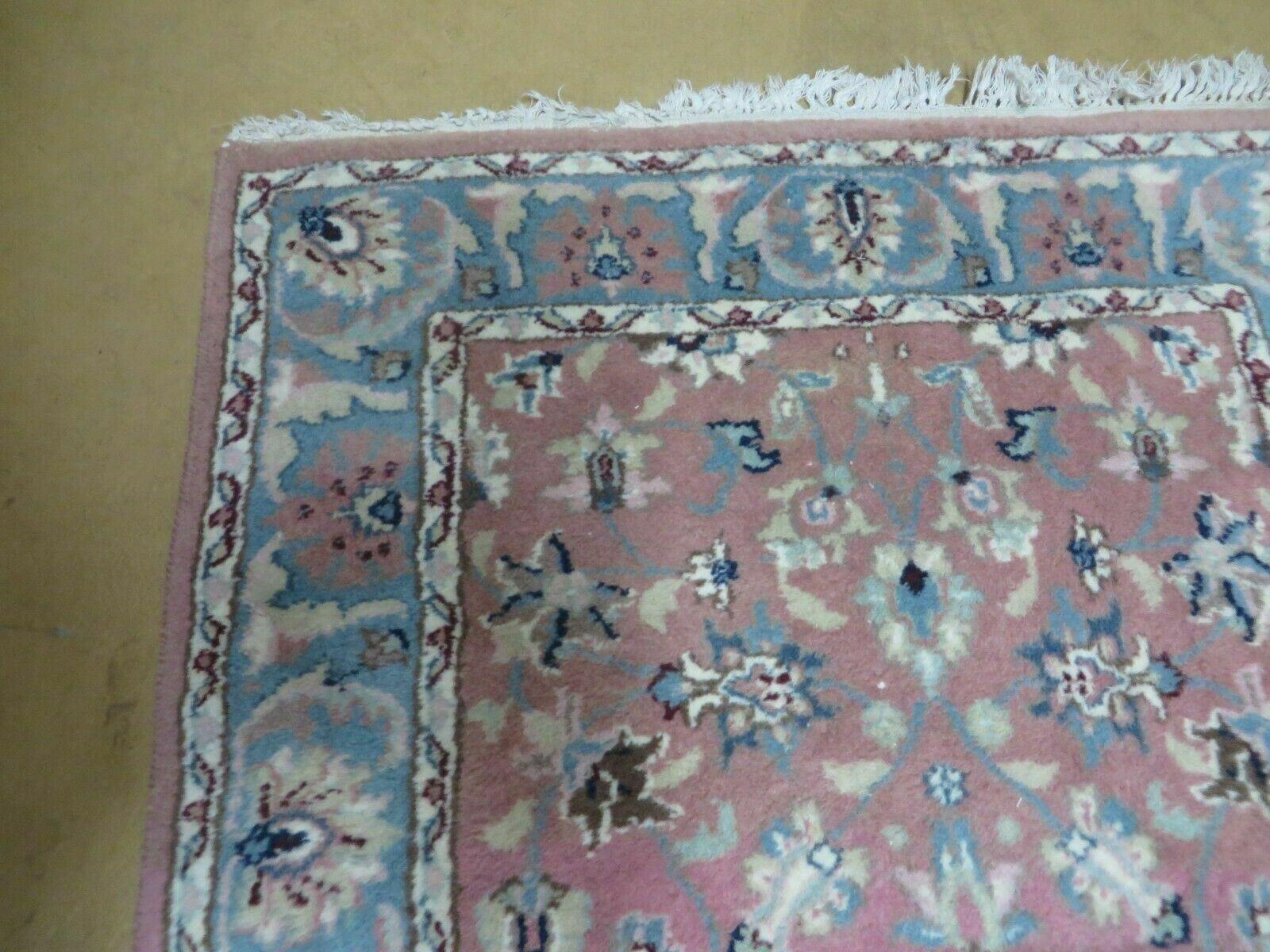 Indo Persian Runner Rug 2.8 x 12, Wool Hand Knotted, Pink and Light Blue - Nuvé