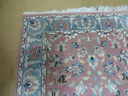 Indo Persian Runner Rug 2.8 x 12, Wool Hand Knotted, Pink and Light Blue - Nuvé