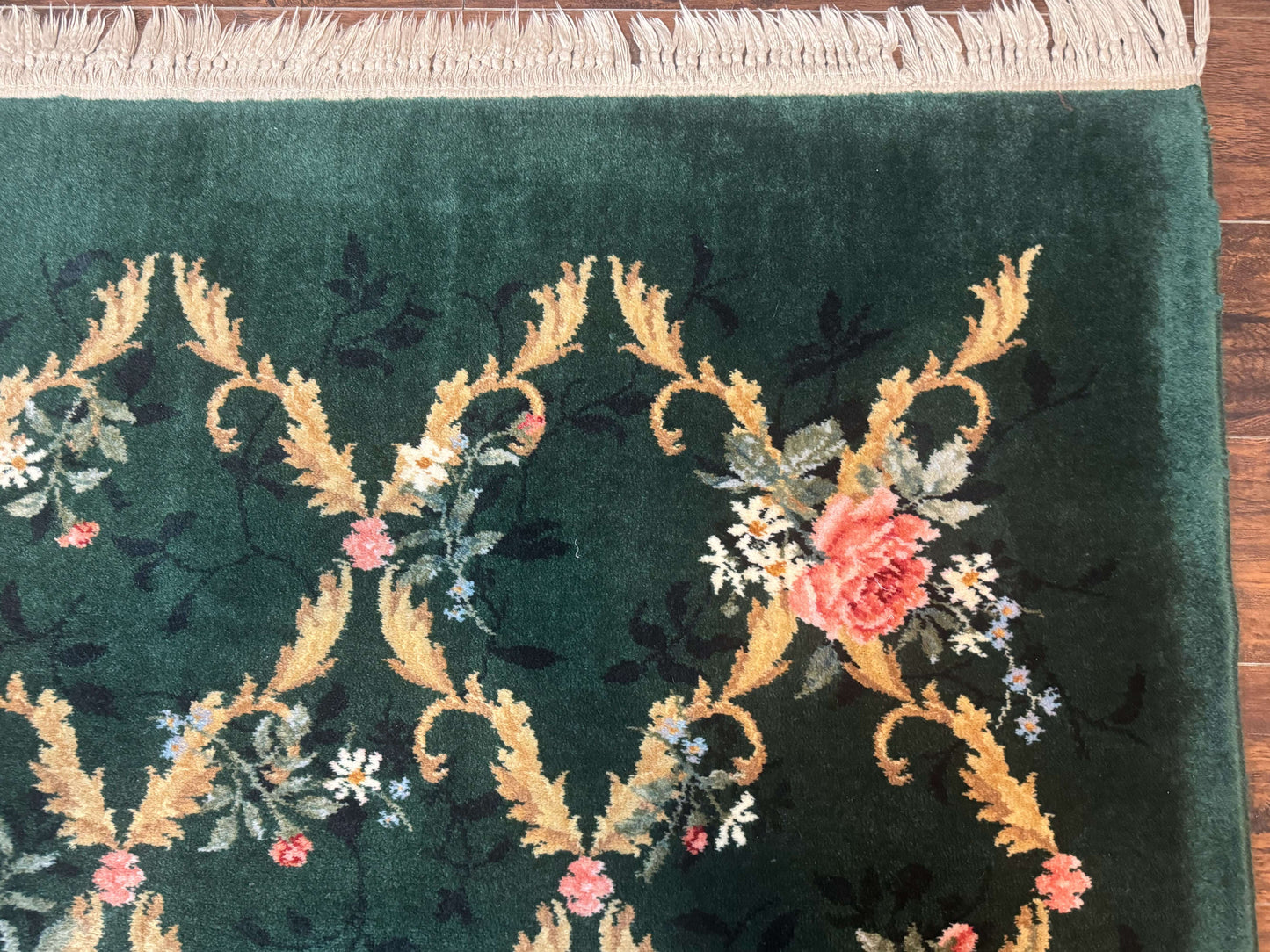 Karastan Garden of Eden Rug 8.8 x 11.8, Green Savonnerie 509/1733, Wool - Nuvé