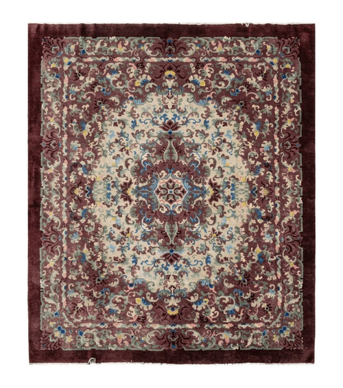 8' X 10' Vintage Handmade Chinese Art Deco Peking Nichols Wool Rug Flowers Nice