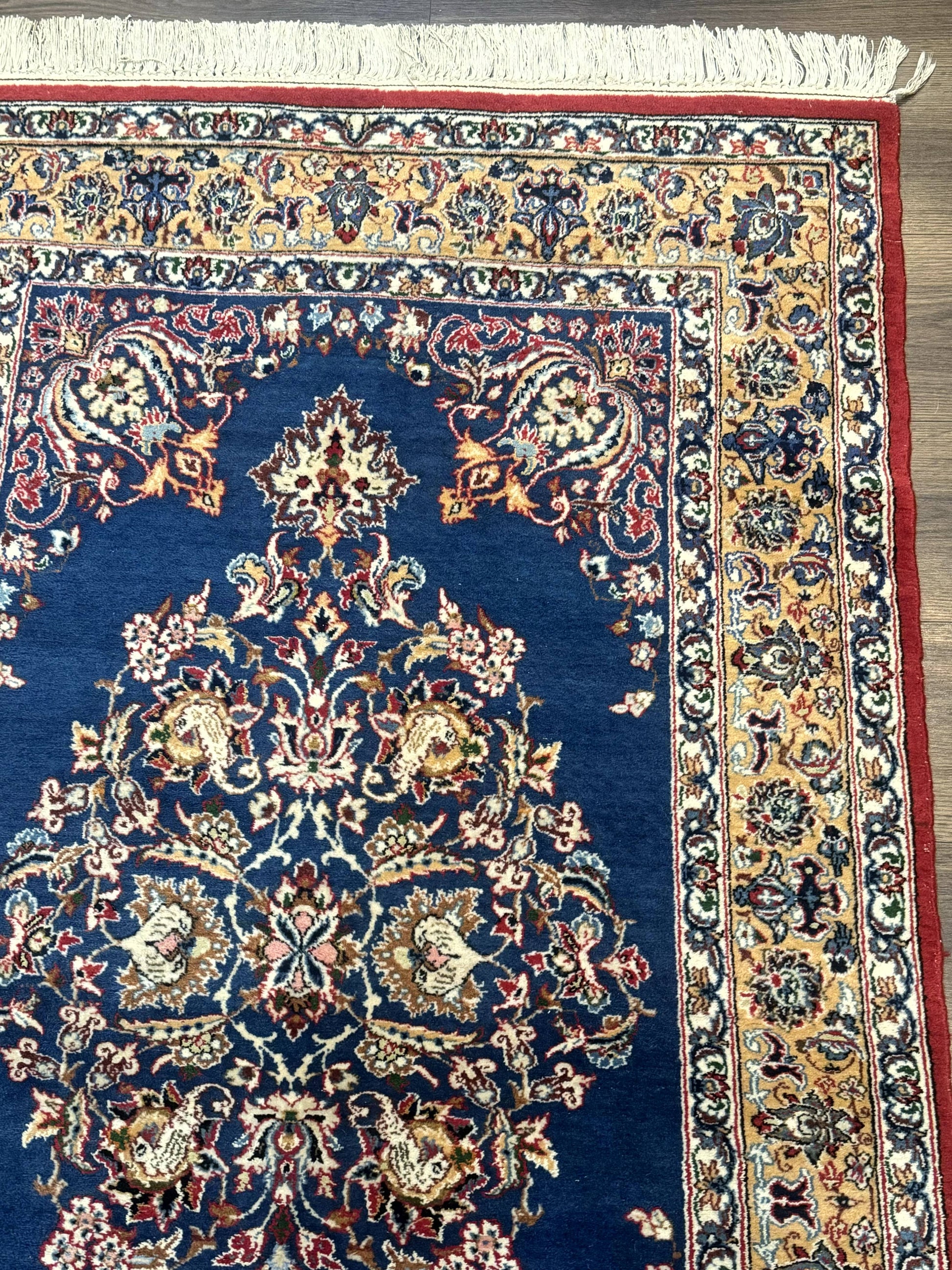 Blue Persian Qum Rug 3.6 x 5, Floral Medallion, Fine 310 KPSI - Nuvé