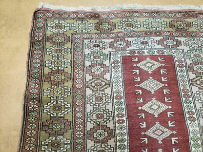 4' X 8' Antique Handmade Turkish Melas Oushak Wool Rug - Nuvé