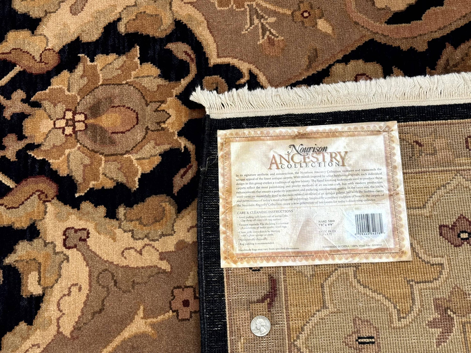 Handmade Wool Rug 8x10, Black & Dark Beige, Nourison, Traditional Rug - Nuvé