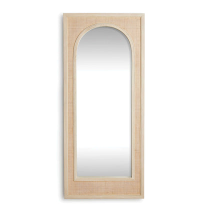 Boho Rattan Wall Mirror in Tall Arched Design - Nuvé