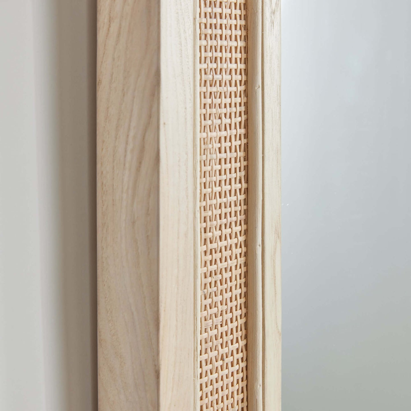 Boho Rattan Wall Mirror in Tall Arched Design - Nuvé