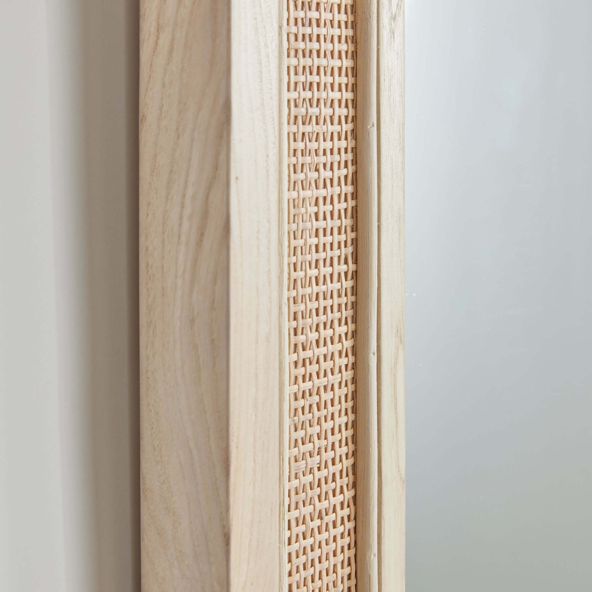 Boho Rattan Wall Mirror in Tall Arched Design - Nuvé