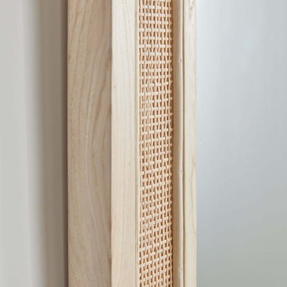 Boho Rattan Wall Mirror in Tall Arched Design - Nuvé