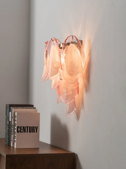 Pink Lotus Textured Glass Wall Sconce