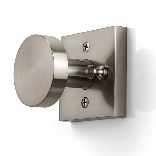 Residence Supply Brik handle and lock showing a sturdy metal door handle with built-in lock mechanism.