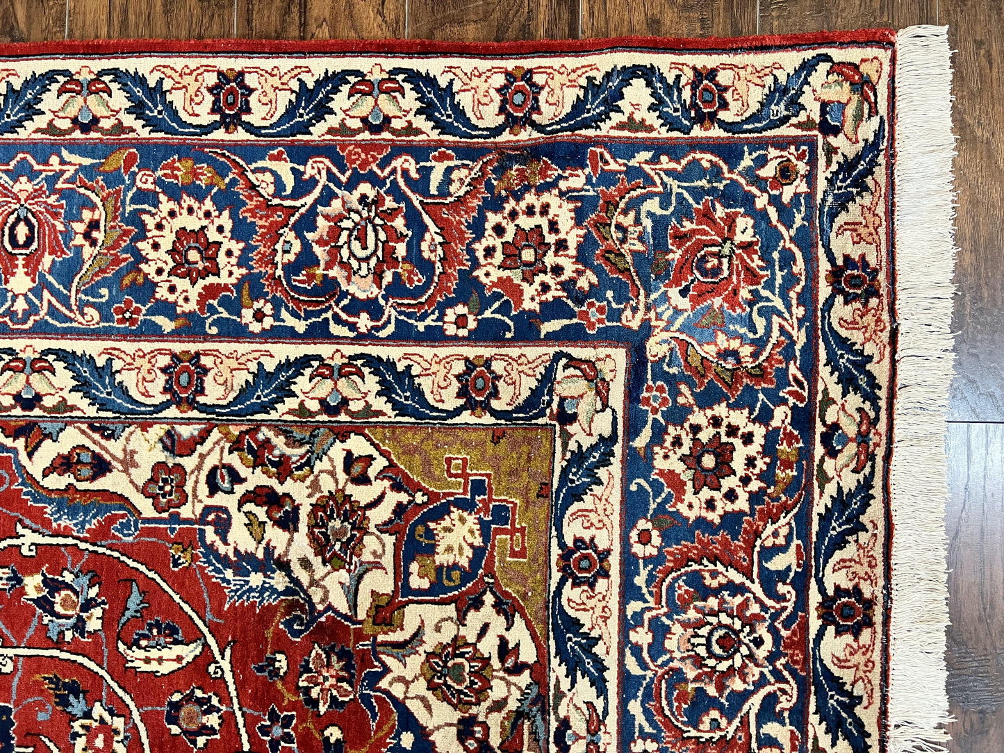 Red Persian Isfahan Rug 7x10 - Antique, Floral Medallion - Nuvé