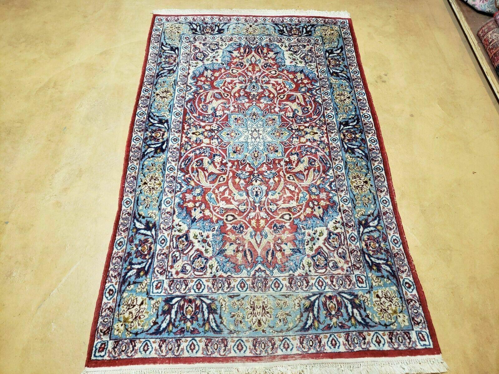 3' 5" X 5' 8" Vintage Handmade Turkish Wool Rug Carpet Vegetable Dyes Nice Red - Nuvé