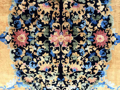 Antique Chinese Peking Rug 12.6 x 14.9, Palace Size Asian Oriental Carpet, Art Deco Rug, Rare - Nuvé