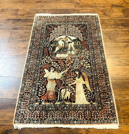 Stunning Sino Persian Pictorial Rug 2.7 x 4, Garden of Eden Adam & Eve Tree of Life Design, Extremely Fine 580 KPSI, Masterpiece - Nuvé