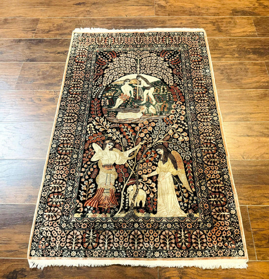 Stunning Sino Persian Pictorial Rug 2.7 x 4, Garden of Eden Adam & Eve Tree of Life Design, Extremely Fine 580 KPSI, Masterpiece - Nuvé