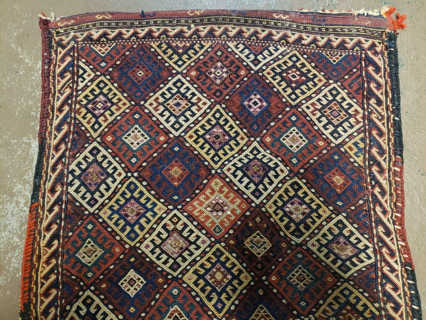 26" X 56" Antique Handmade Authentic Tribal Wool Rug Double Bag Tobreh - Nuvé