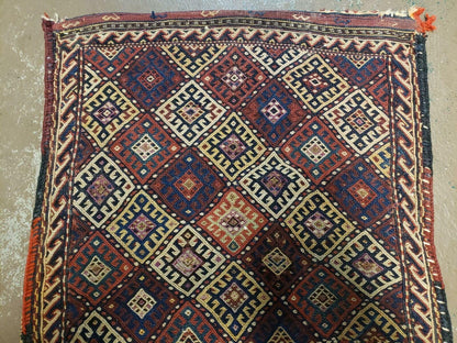 26" X 56" Antique Handmade Authentic Tribal Wool Rug Double Bag Tobreh - Nuvé