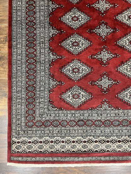Pakistani Bokhara Rug 6x8, Fine Turkoman Carpet, Wool Handmade Vintage, Red, 6 x 8 Medium Sized Rug, Turkmen Rug - Nuvé
