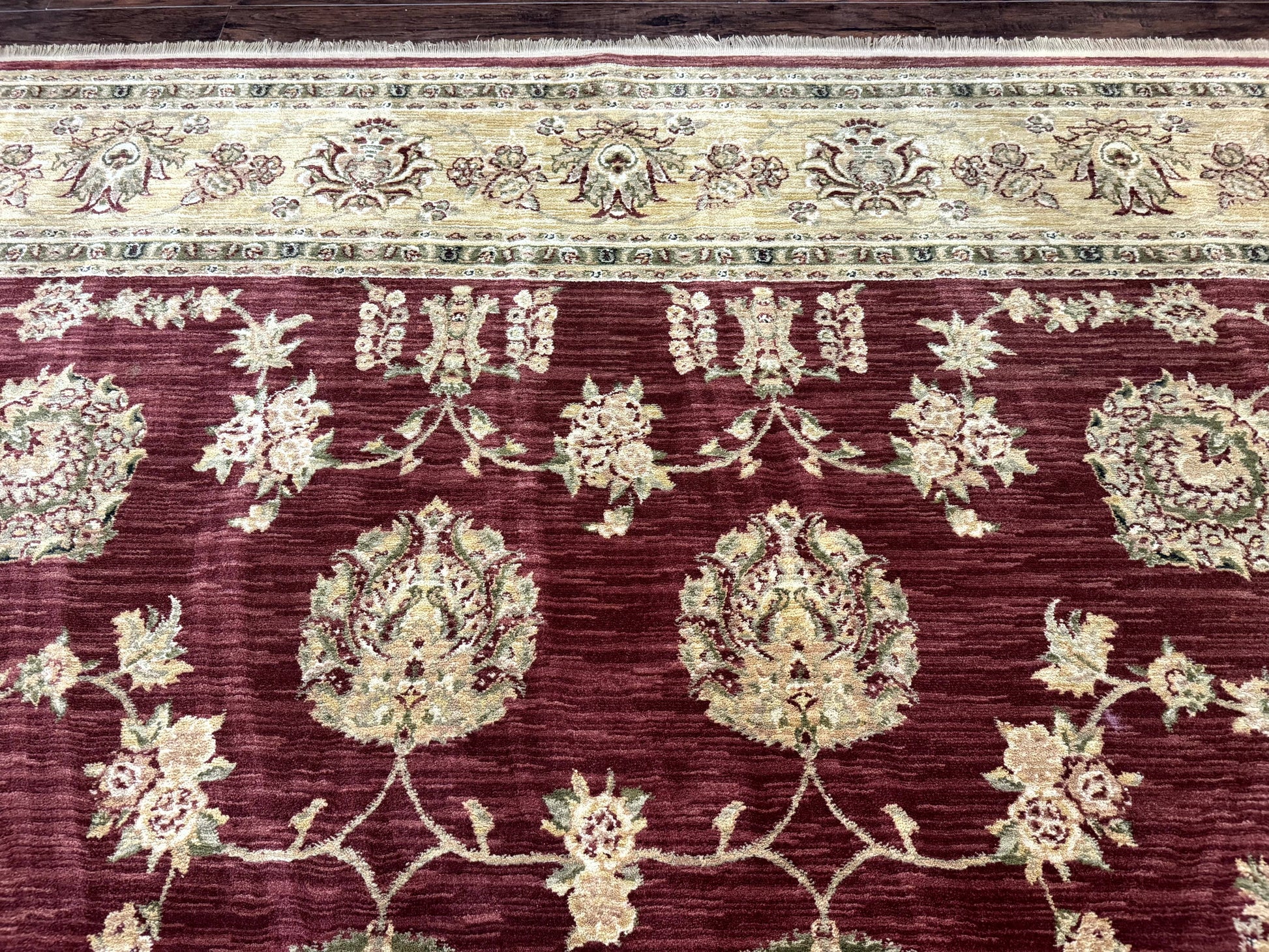 Traditional Wool Oriental Rug 9x13, Large Power Loomed Carpet, Burgundy - Nuvé
