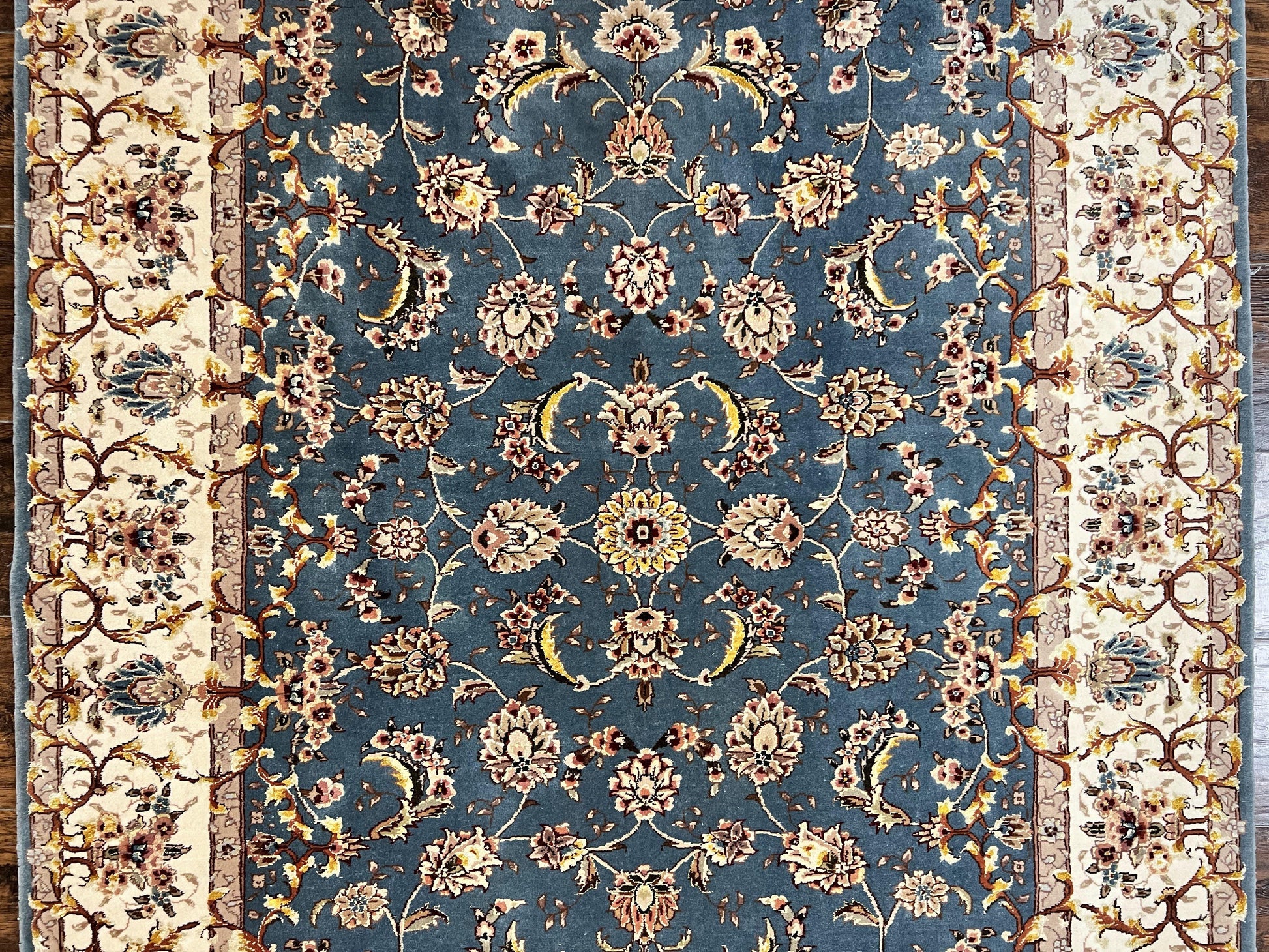 Sino Persian Rug 4x6, Very Fine Oriental Carpet, Handmade Rug 4 x 6, Floral Allover Vintage Traditional Wool & Silk Highlights, 200 KPSI - Nuvé
