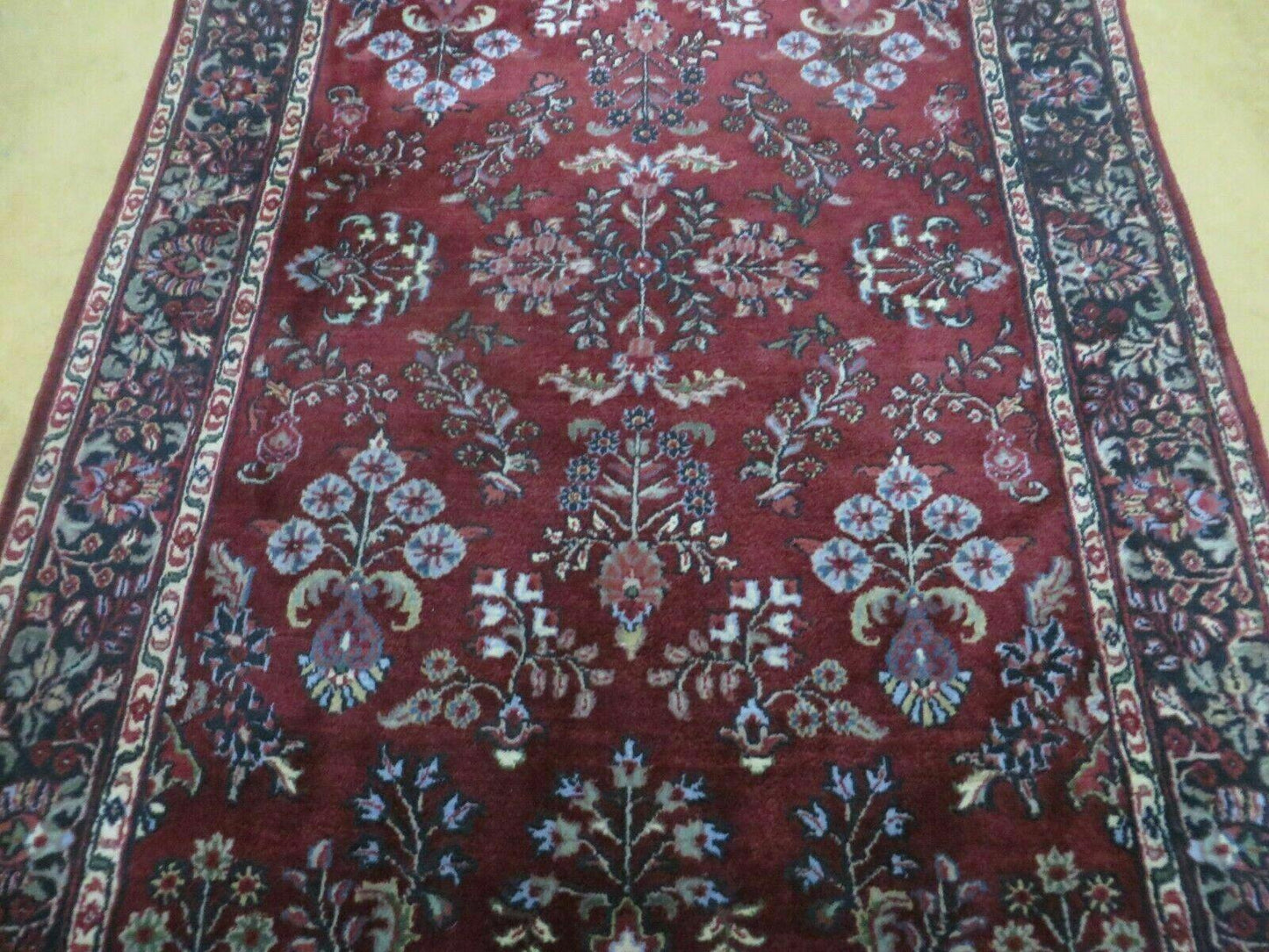 4' X 6' Vintage Handmade Fine India Jaipur Floral Oriental Wool Rug Red Nice - Nuvé