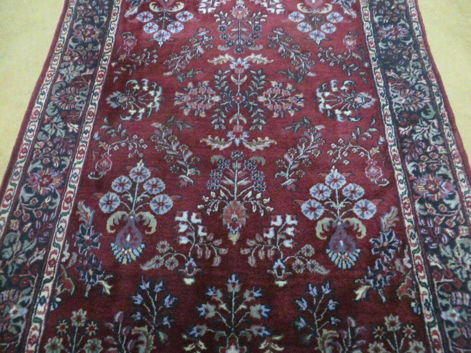 4' X 6' Vintage Handmade Fine India Jaipur Floral Oriental Wool Rug Red Nice - Nuvé