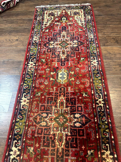 Indo Persian Heriz Runner Rug 3 x 17, Geometric Long Runner Carpet for Hallway, Medallions, Wool Runner Rug 3x17 - Nuvé