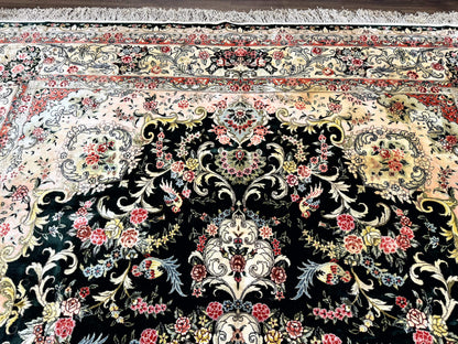 Silk Indian Kashmiri Rug 9x12, Vintage Hand Knotted Carpet - Nuvé