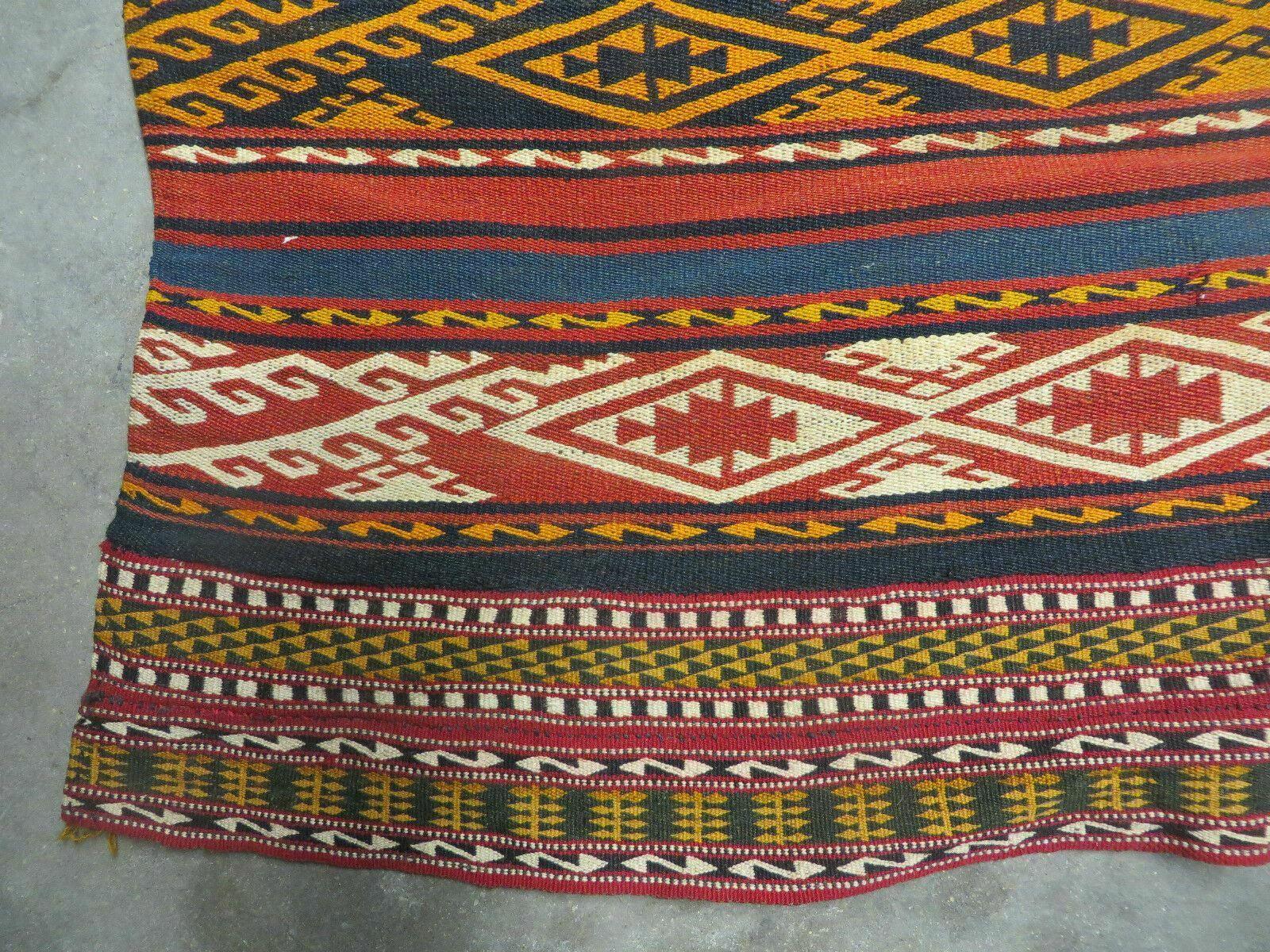 6' X 10' Antique 1930 Turkish Jajim Kilim Handmade Flat Weave Wool Rug Veg Dye - Nuvé