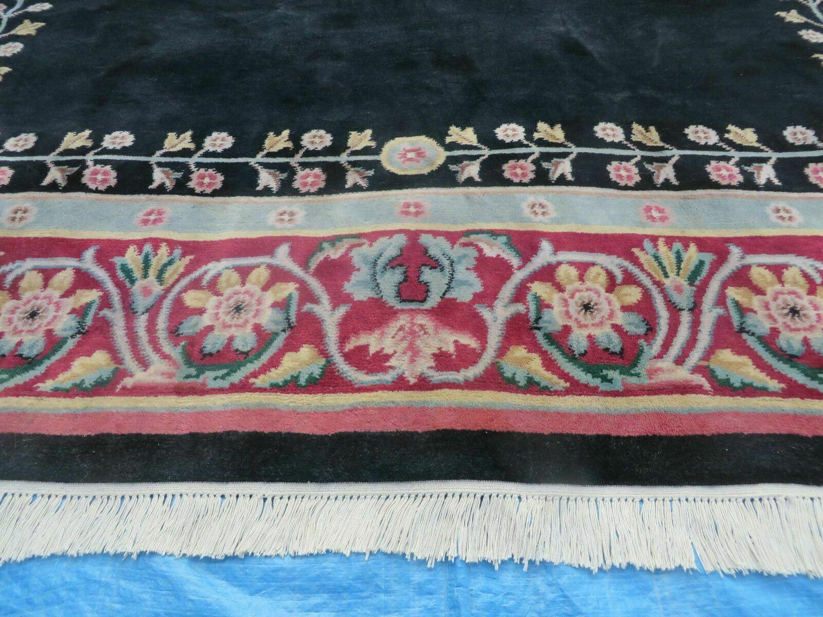 9' X 12' Decorative Chinese Aubusson Hand Knotted Pile Wool Rug Black Nice - Nuvé