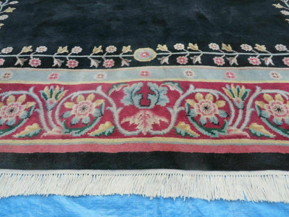 9' X 12' Decorative Chinese Aubusson Hand Knotted Pile Wool Rug Black Nice - Nuvé