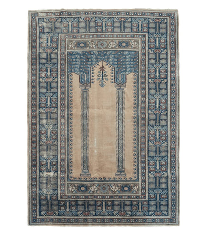 4' X 6' Antique Handmade Turkish Mehrab Prayer Wool Rug Lantern Beautiful
