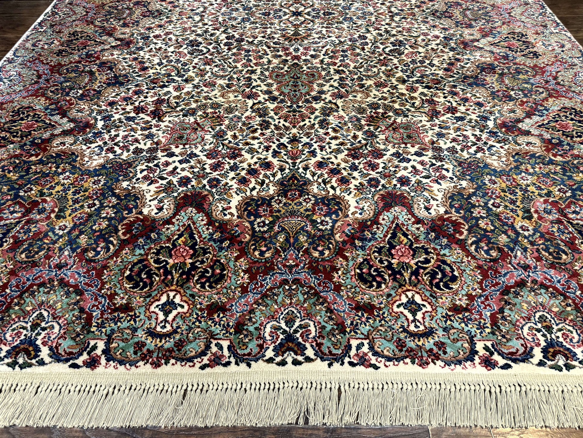 Karastan Rug #742 Floral Kirman 8.8 x 12, Wool Pile, Vintage Original Series, Rare - Nuvé