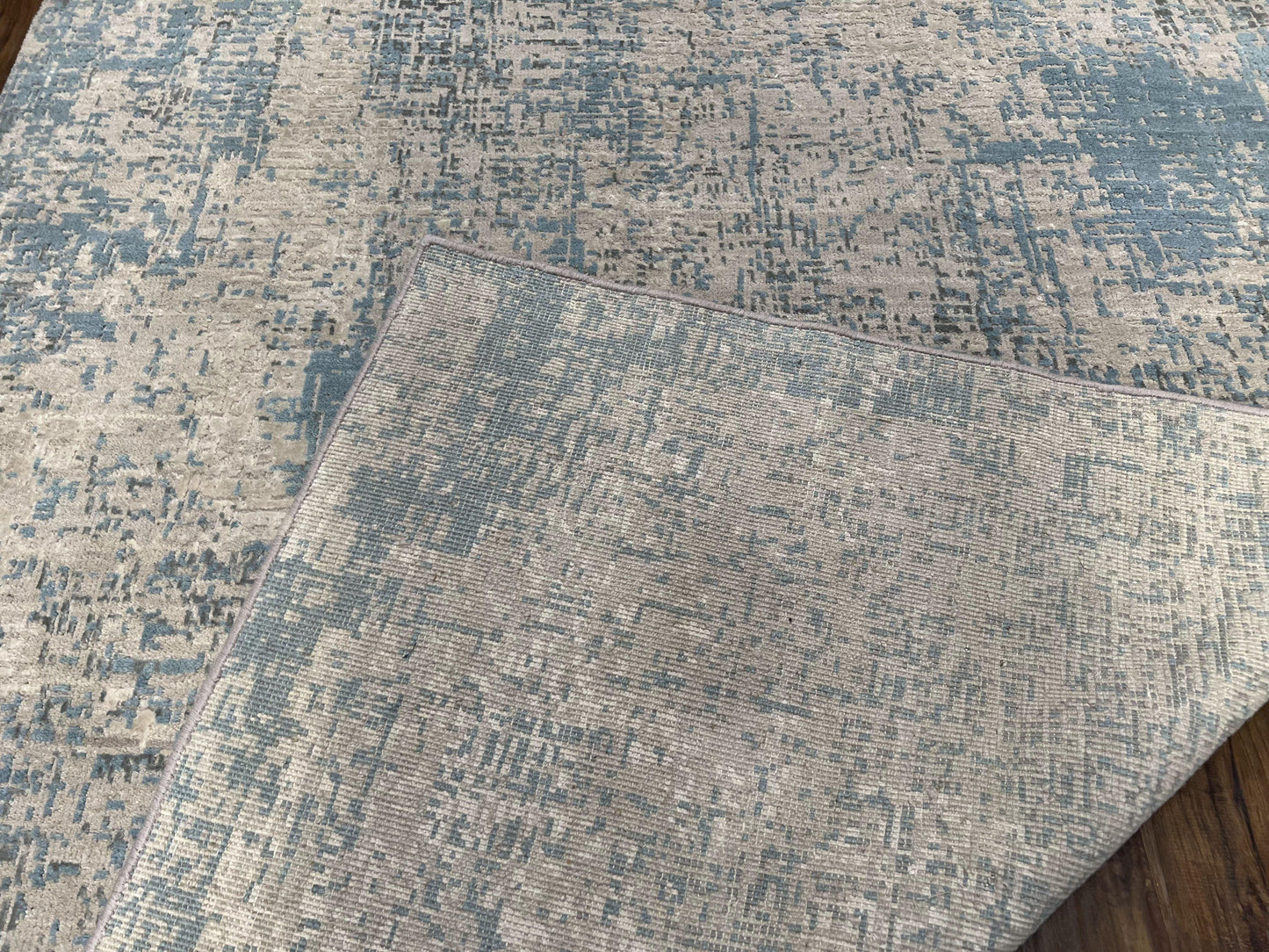 Modern Tibetan Rug 5x8 ft Light Blue and Gray Carpet, Contemporary Wool Rug, Handmade Nepali Rug, Raised Pattern, Tibet Area Rug, Nepal Rug - Nuvé